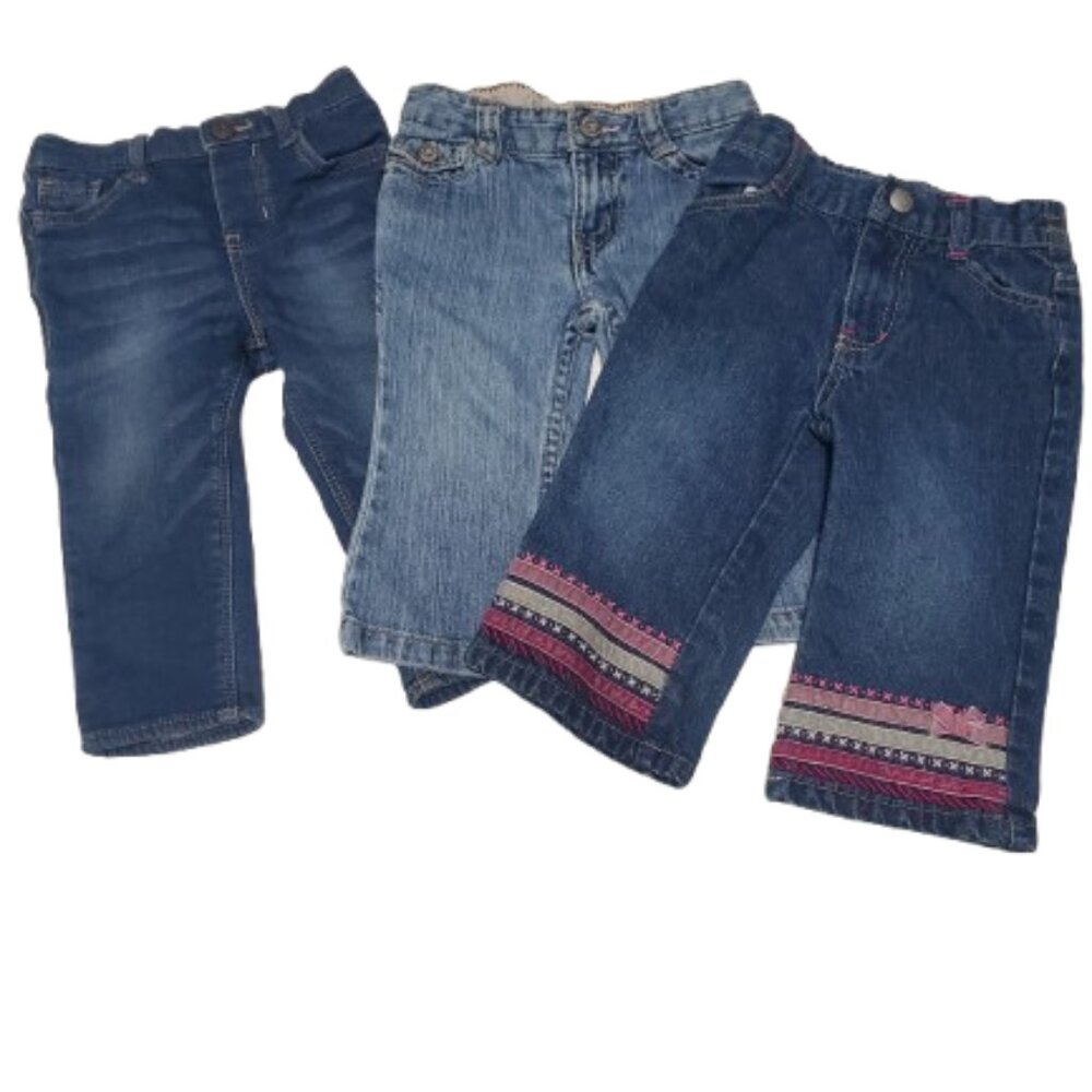 Lot of 3 infant girls blue jeans size size 12M